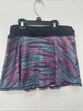 Champion Brans Girls Black Waist Multicolor Striped Active Skirt